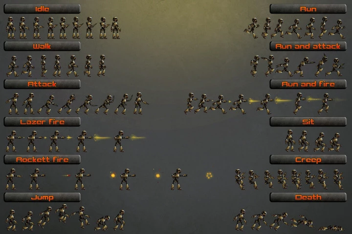 2D Robot Character Sprites