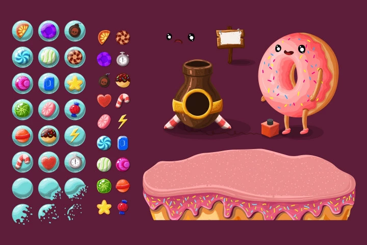 Candy Bubble Game Tile Set