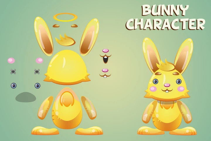 Dog, Koala and Bunny 2D Game Sprites