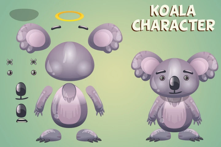 Dog, Koala and Bunny 2D Game Sprites