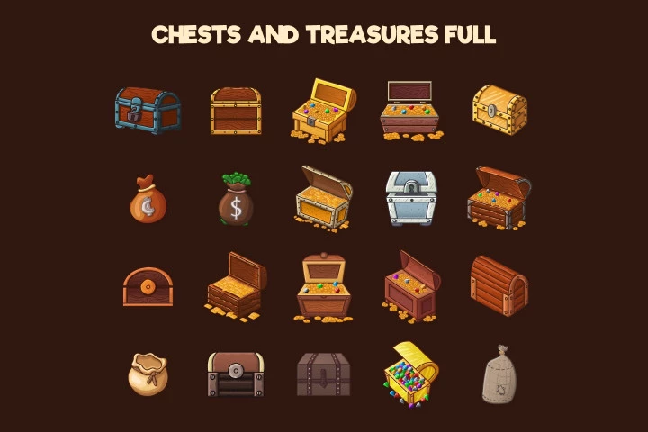 Chests and Treasures 2D Game Objects