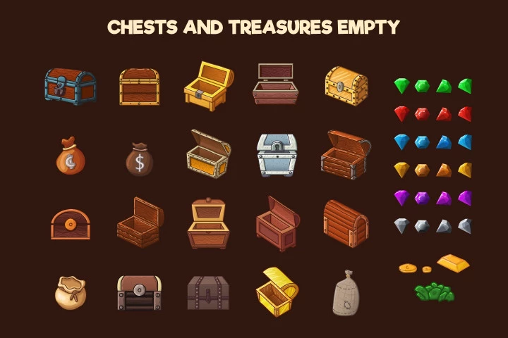 Chests and Treasures 2D Game Objects