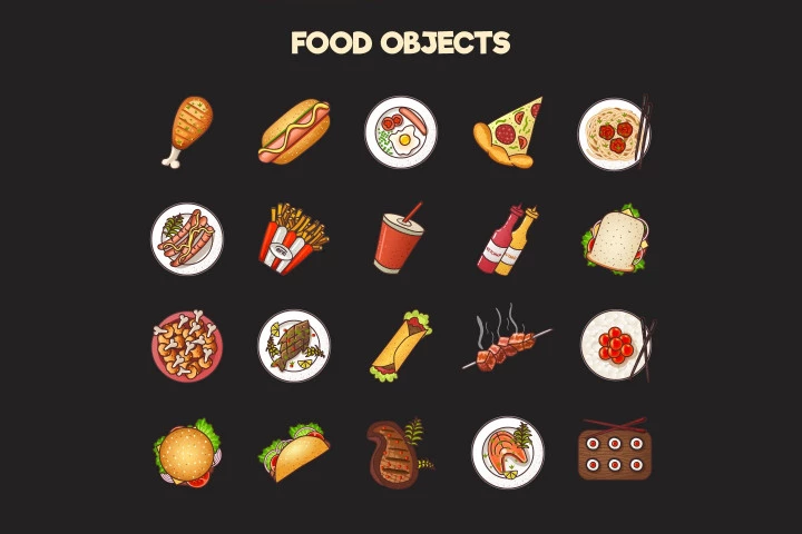 Food 2D Game Items