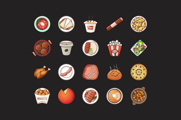 Food 2D Game Items