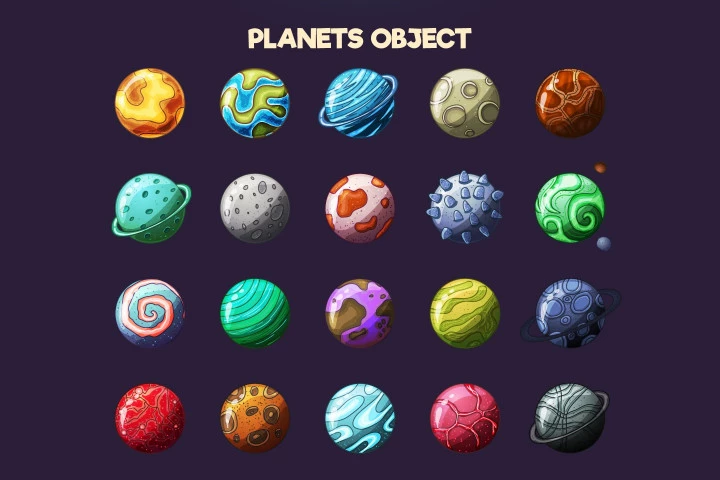 Planets 2D Game Objects