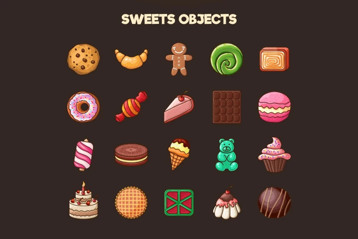 Sweets 2D Game Items