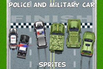 Top Down Police and Military Car Sprites