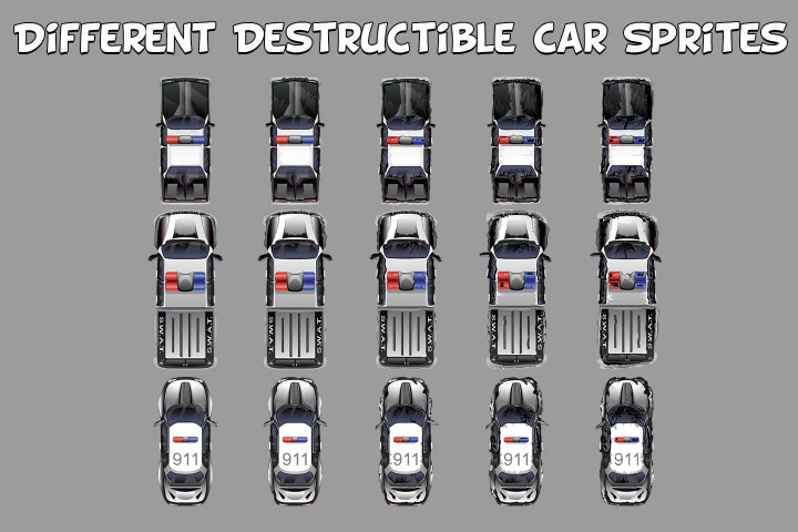 Top Down Police and Military Car Sprites