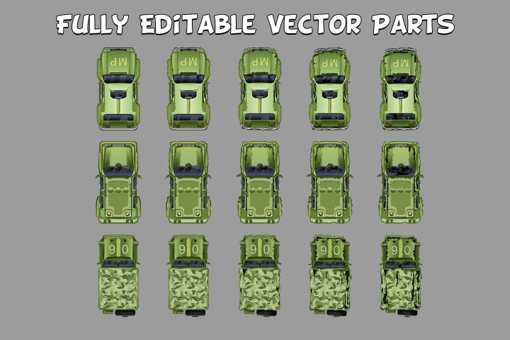 Top Down Police and Military Car Sprites