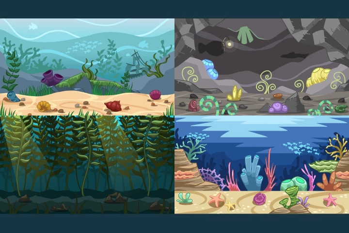 Underwater World 2D Game Backgrounds