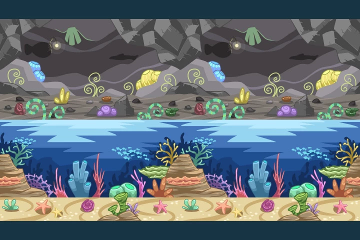 Underwater World 2D Game Backgrounds