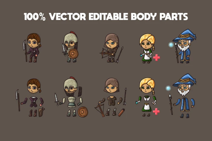 2D Fantasy People Warrior Character Sprites