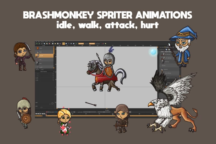 2D Fantasy People Warrior Character Sprites