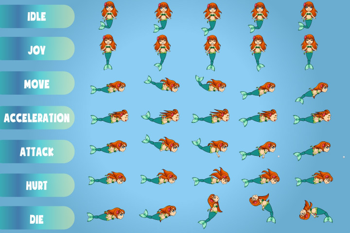 2D Mermaid Character Sprites - CraftPix.net