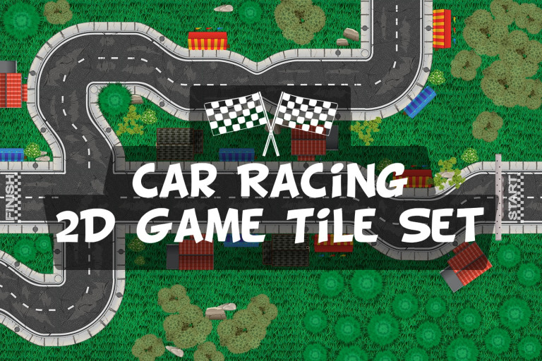 Free Race Track 2D Game Tile Set