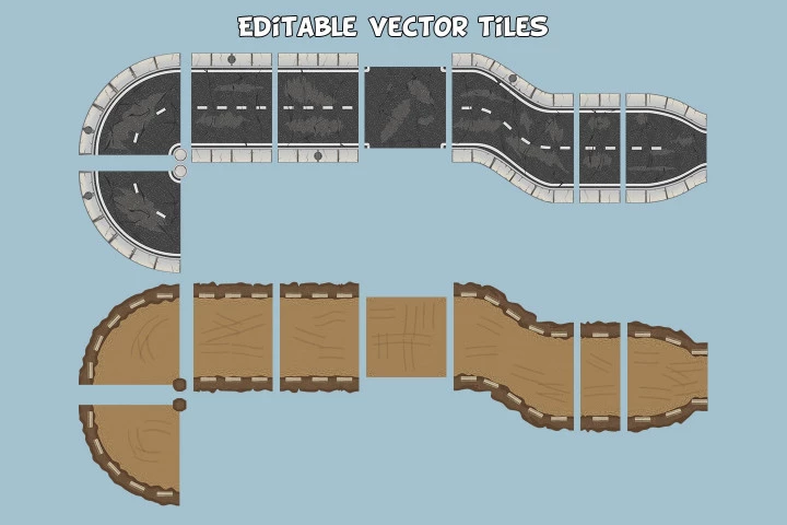 Free Race Track 2D Game Tile Set