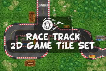 Race Track 2D Game Tile Set