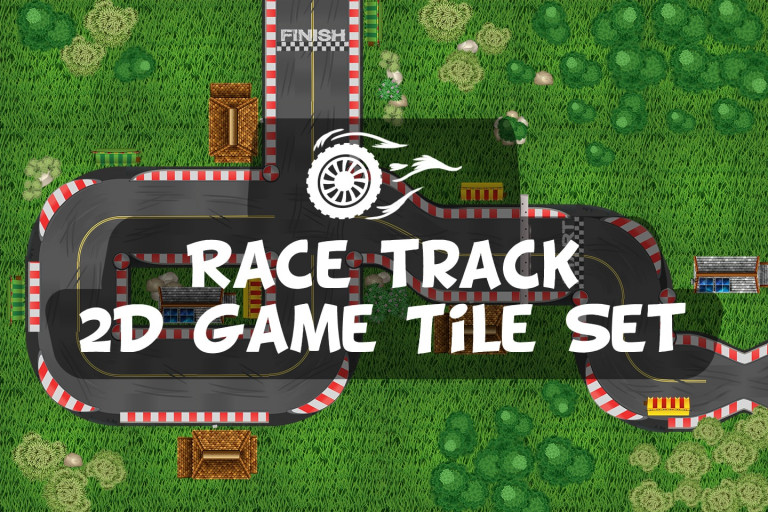Free Race Track 2D Game Tile Set
