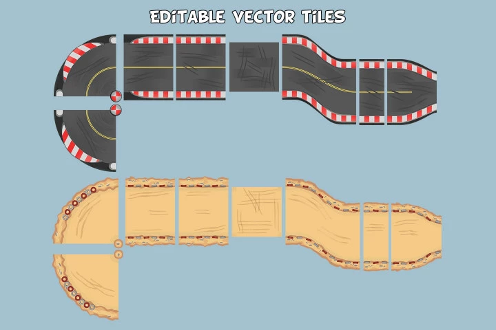 Race Track 2D Game Tile Set