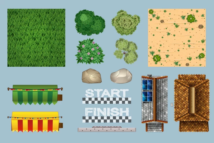 Race Track 2D Game Tile Set