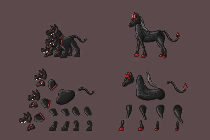 2D Fantasy Demon Warrior Character Sprites