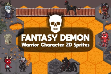 2D Fantasy Demon Warrior Character Sprites