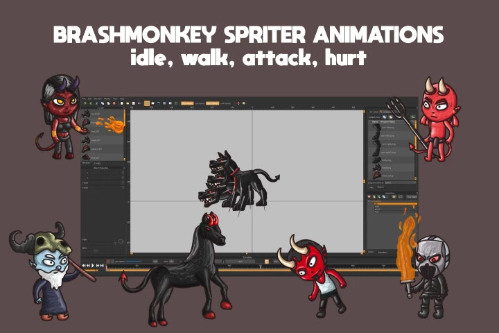 2D Fantasy Demon Warrior Character Sprites