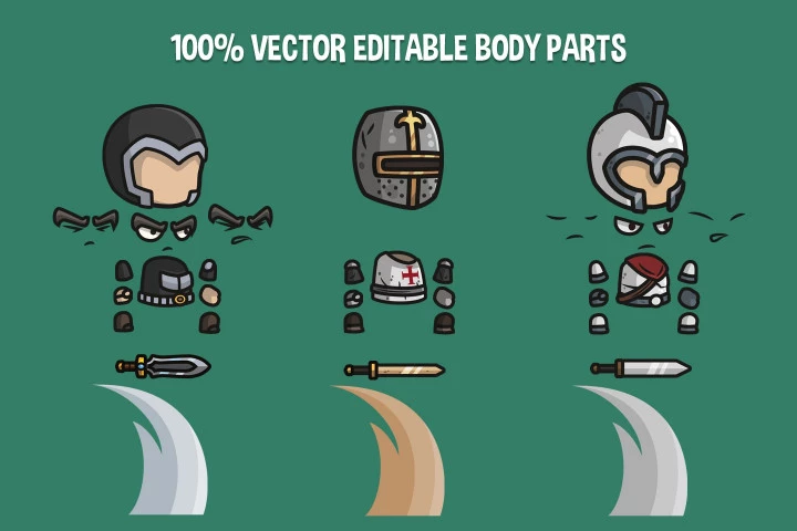 Armored Knight Chibi 2D Game Sprites