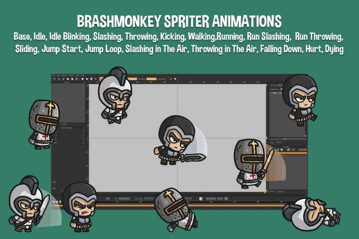 Armored Knight Chibi 2D Game Sprites