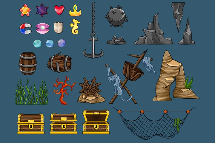 Free Underwater World 2D Game Objects