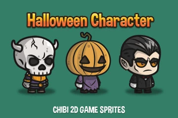Halloween Character Chibi 2D Game Sprites