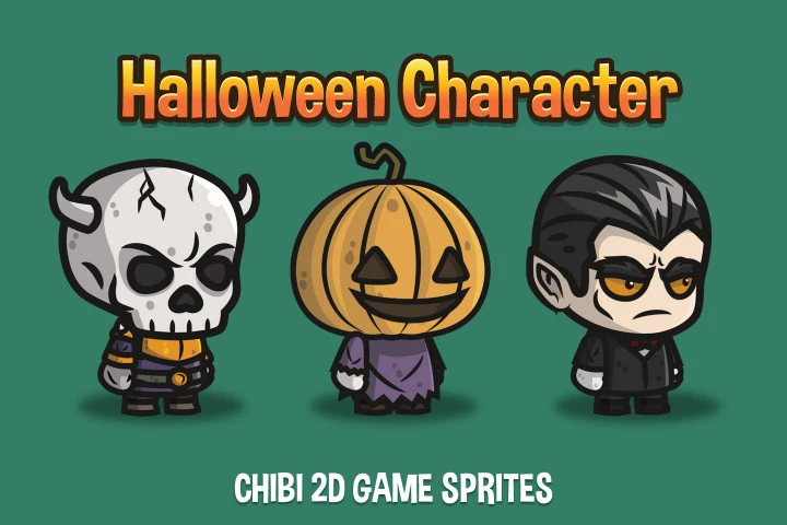 Halloween-Character-Chibi-2D-Game-Sprites