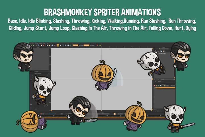 Halloween Character Chibi 2D Game Sprites