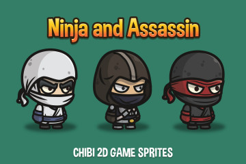Ninja and Assassin Chibi 2D Game Sprites