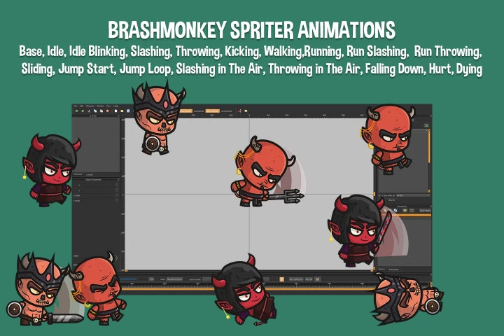 Devil, Hell Knight, Succubus Chibi 2D Game Sprites