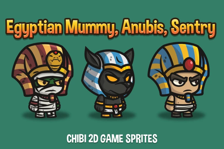 Egyptian-Mummy-Anubis-Sentry-Chibi-2D-Game-Sprites