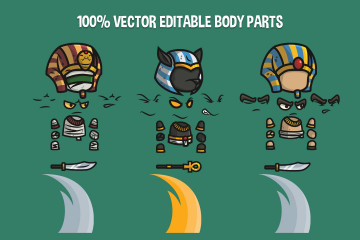 Egyptian Mummy, Anubis, Sentry Chibi 2D Game Sprites - CraftPix.net