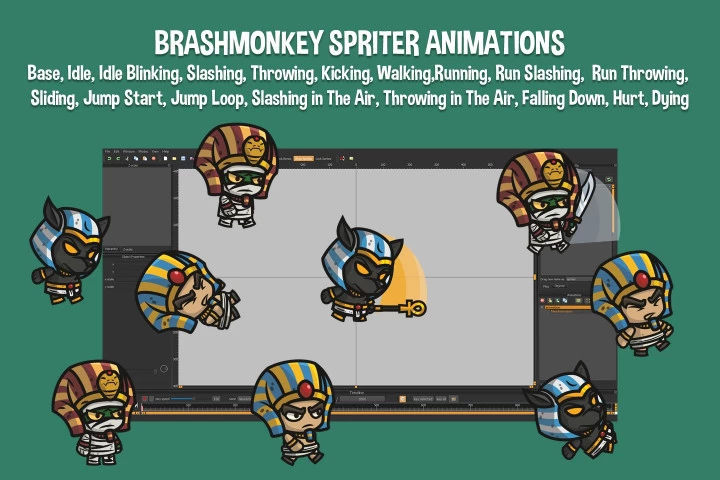 Egyptian Mummy, Anubis, Sentry Chibi 2D Game Sprites