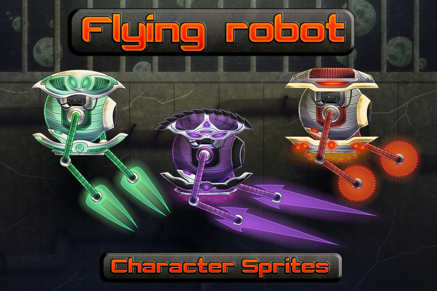Flying Robot Character Sprites