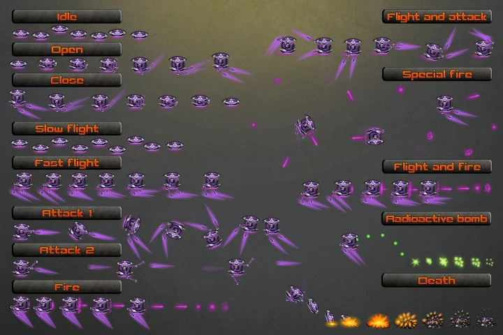 Flying Robot Character Sprites