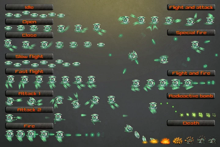 Flying Robot Character Sprites