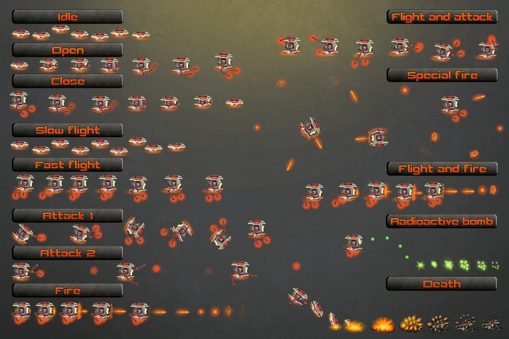 Flying Robot Character Sprites