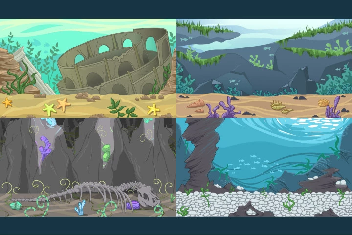 Free Underwater World Parallax Game Backgrounds