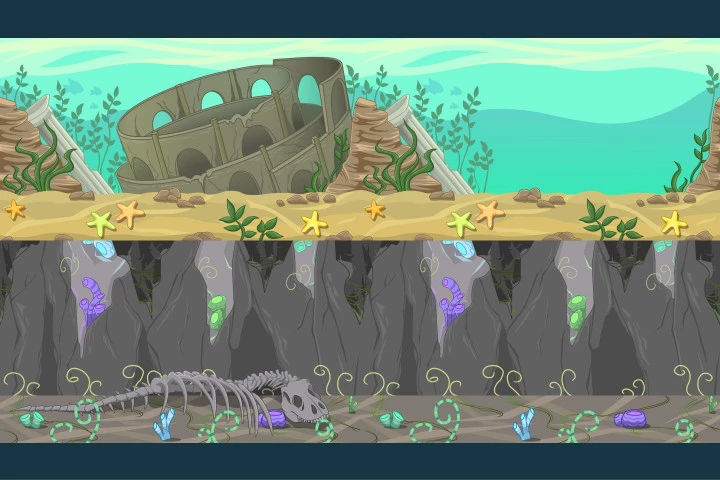 Free Underwater World Parallax Game Backgrounds