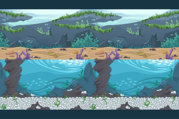 Free Underwater World Parallax Game Backgrounds