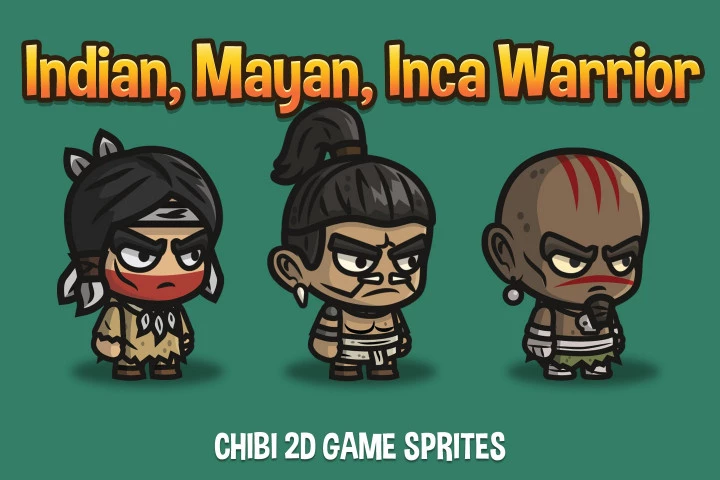 Indian-Mayan-and-Inca-Warrior-Chibi-2D-Game-Sprites