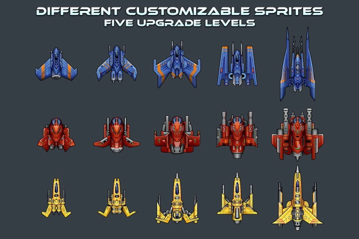 Spaceship 2D Game Sprites