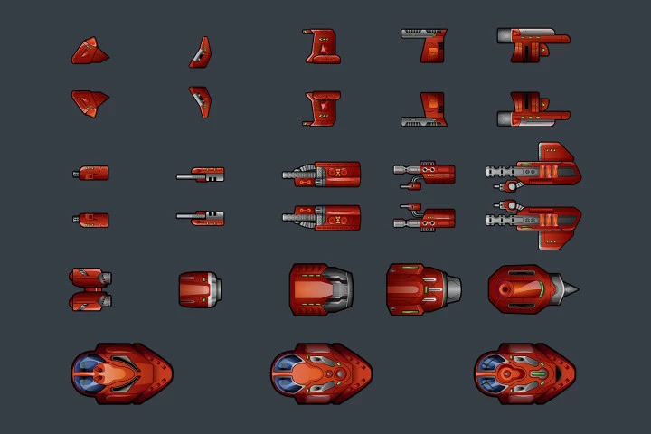 Spaceship 2D Game Sprites
