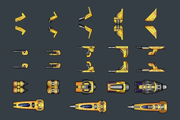 Spaceship 2D Game Sprites