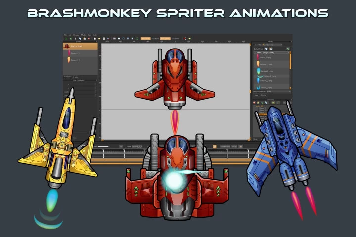 Spaceship 2D Game Sprites